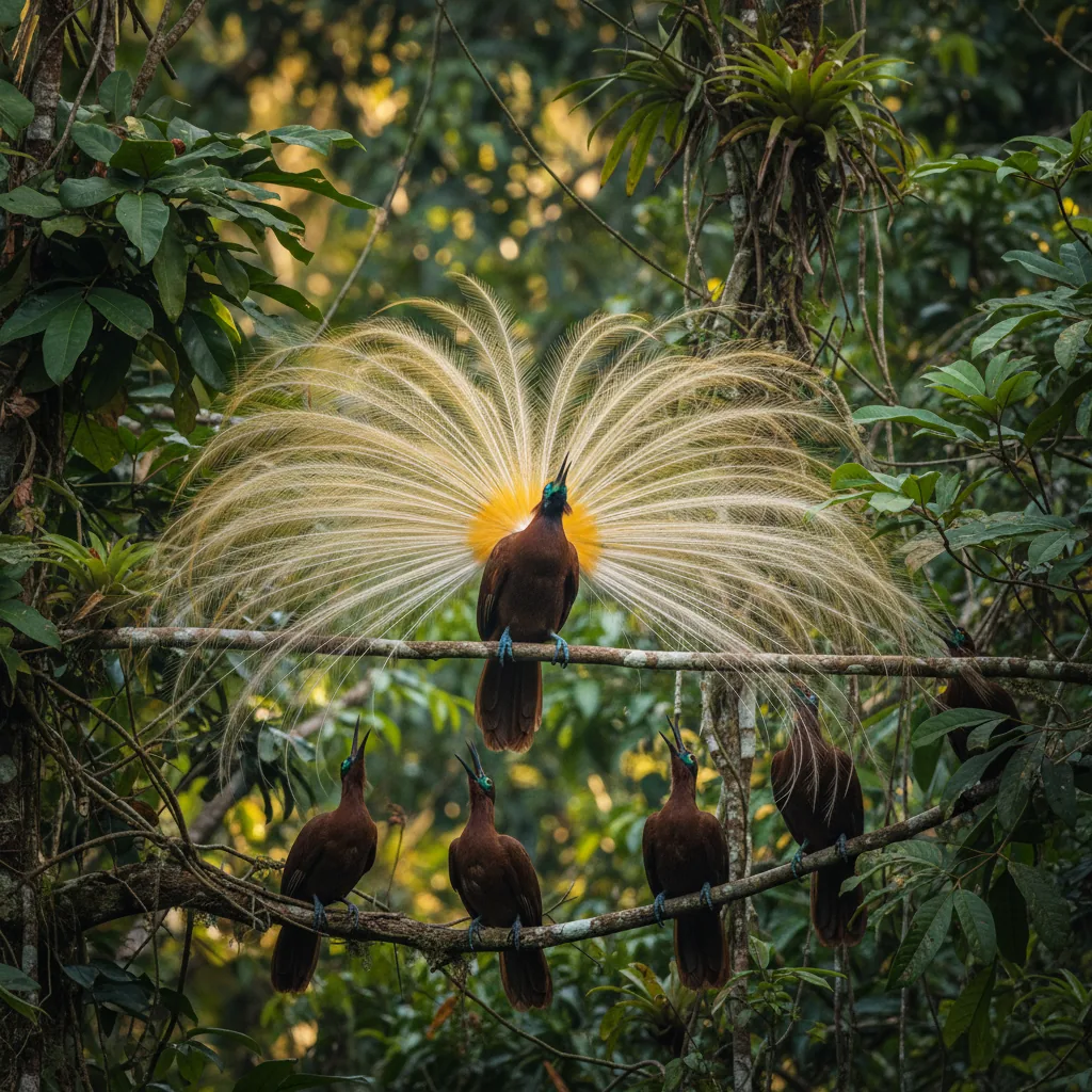 Greater Bird of Paradise dramatic lek display Aru Islands Papua