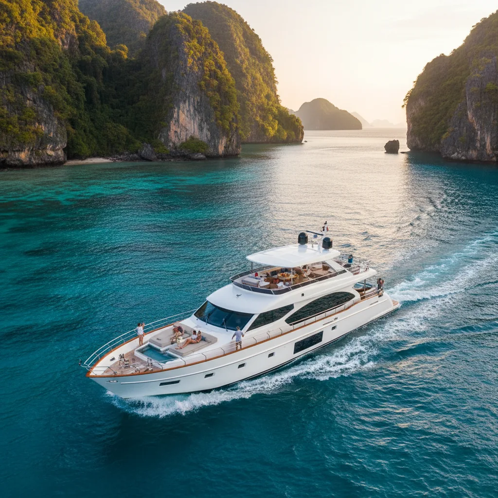 Private luxury yacht charter cruising Raja Ampat waters Indonesia